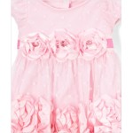 Pink Rosette Fit & Flare Dress & Diaper Cover 